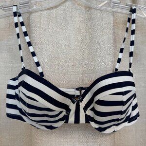 J.Crew Blue & White  Stripe Bikini Top Size 34B